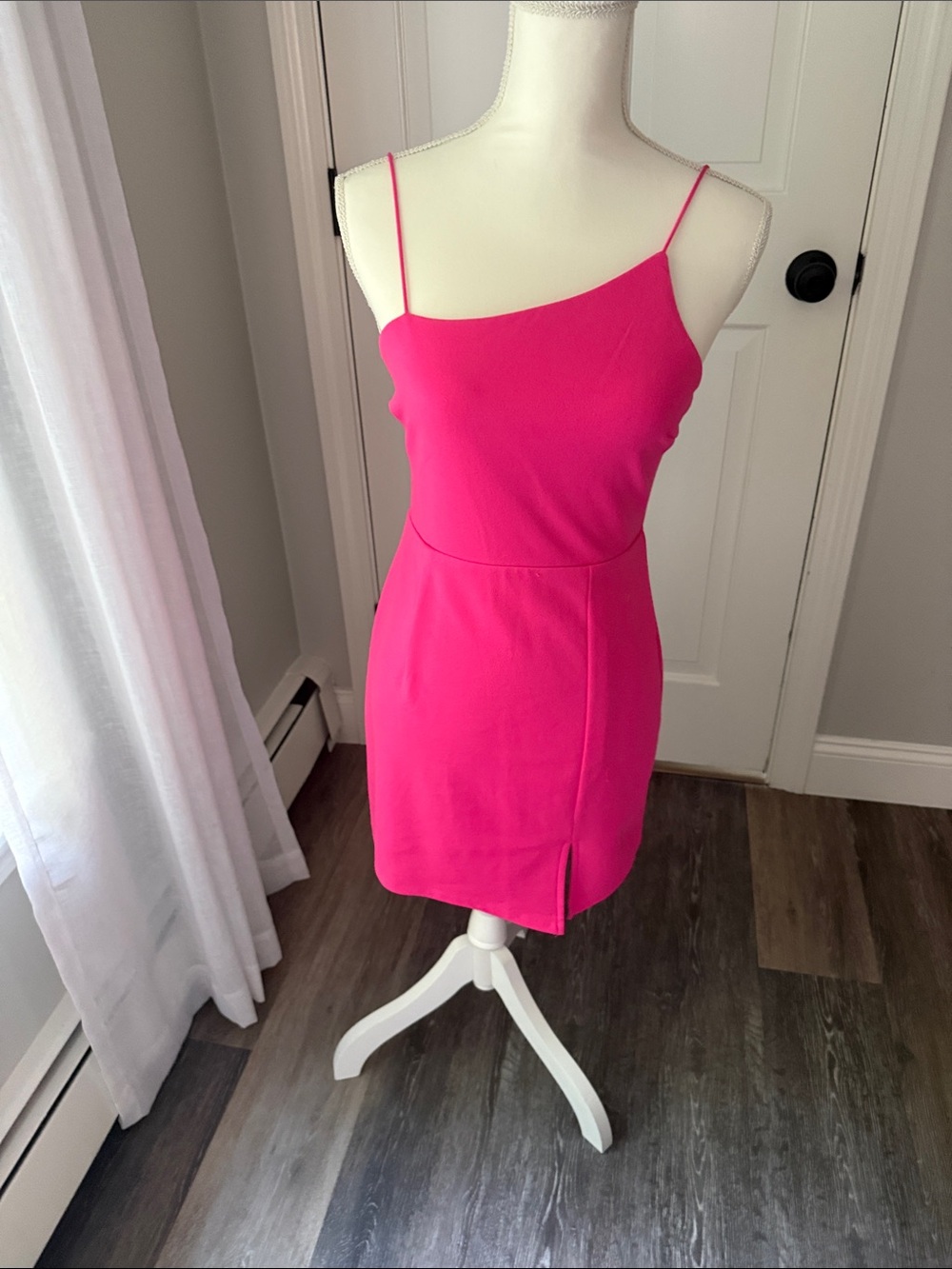 Lulu's Hot Pink Asymmetrical Slip Mini Dress